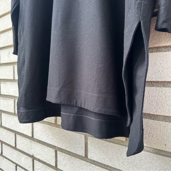 Eileen Fisher Black Lightweight Washable Stretch Crepe Bracelet-Sleeve Tunic - Picture 4 of 9